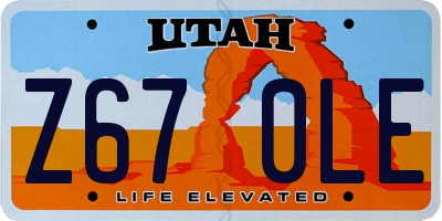 UT license plate Z670LE