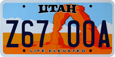 UT license plate Z670OA