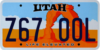 UT license plate Z670OL