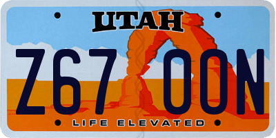UT license plate Z670ON