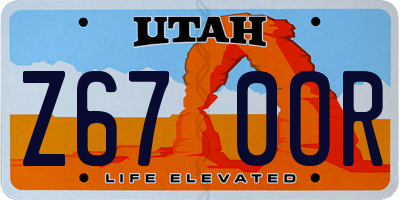 UT license plate Z670OR