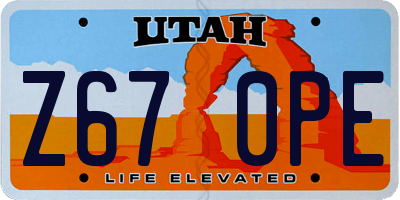 UT license plate Z670PE