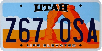 UT license plate Z670SA