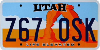 UT license plate Z670SK