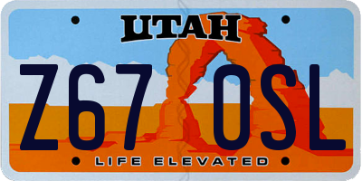 UT license plate Z670SL