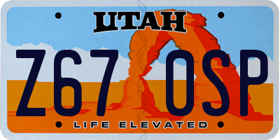 UT license plate Z670SP