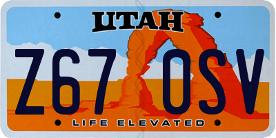 UT license plate Z670SV