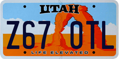 UT license plate Z670TL