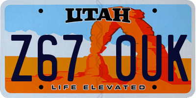 UT license plate Z670UK