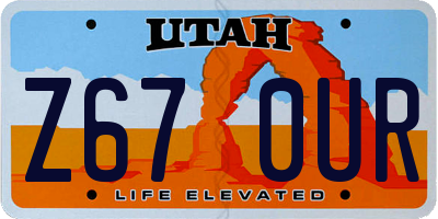 UT license plate Z670UR