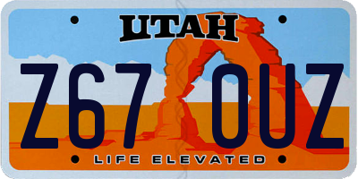 UT license plate Z670UZ