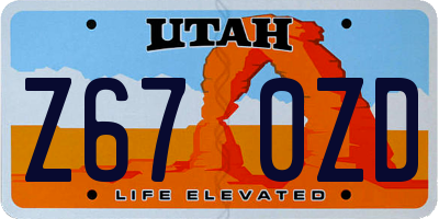 UT license plate Z670ZD