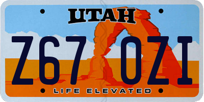 UT license plate Z670ZI