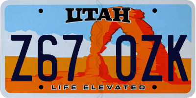 UT license plate Z670ZK