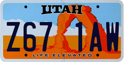 UT license plate Z671AW