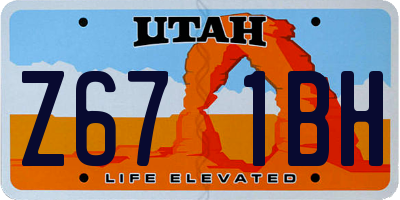UT license plate Z671BH