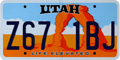 UT license plate Z671BJ
