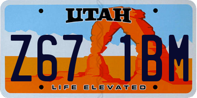 UT license plate Z671BM