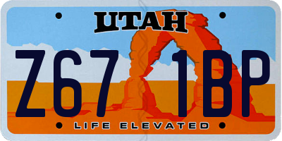 UT license plate Z671BP