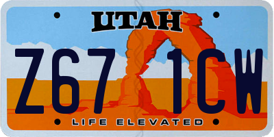 UT license plate Z671CW