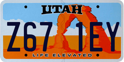 UT license plate Z671EY
