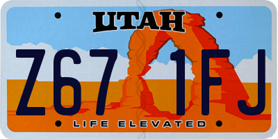 UT license plate Z671FJ