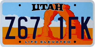 UT license plate Z671FK