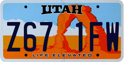UT license plate Z671FW