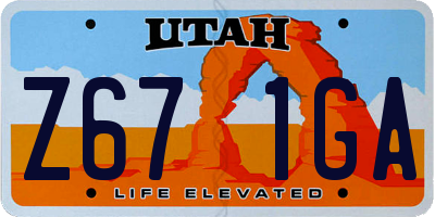 UT license plate Z671GA