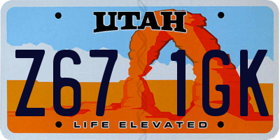 UT license plate Z671GK