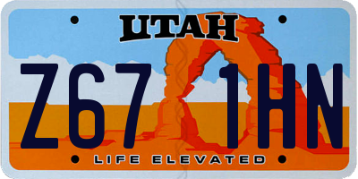UT license plate Z671HN