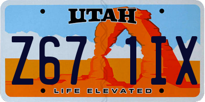 UT license plate Z671IX