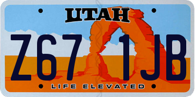UT license plate Z671JB