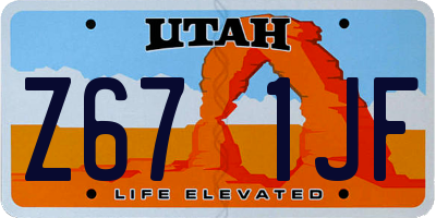 UT license plate Z671JF