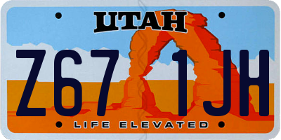 UT license plate Z671JH