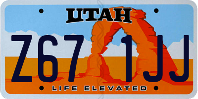 UT license plate Z671JJ