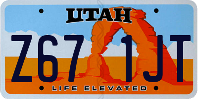 UT license plate Z671JT