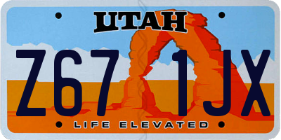 UT license plate Z671JX