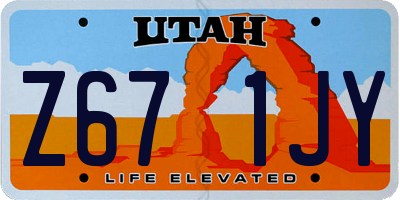 UT license plate Z671JY