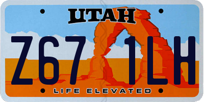 UT license plate Z671LH