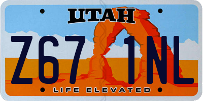 UT license plate Z671NL