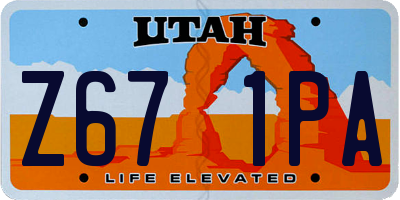 UT license plate Z671PA