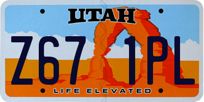 UT license plate Z671PL