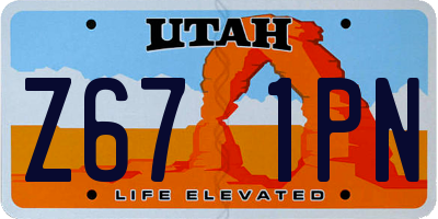 UT license plate Z671PN