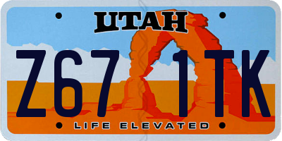 UT license plate Z671TK