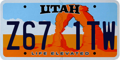 UT license plate Z671TW