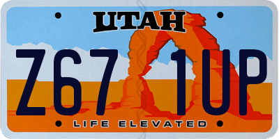 UT license plate Z671UP