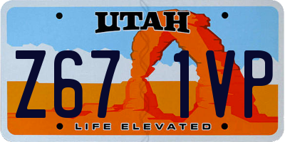 UT license plate Z671VP