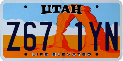 UT license plate Z671YN
