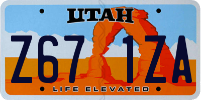 UT license plate Z671ZA